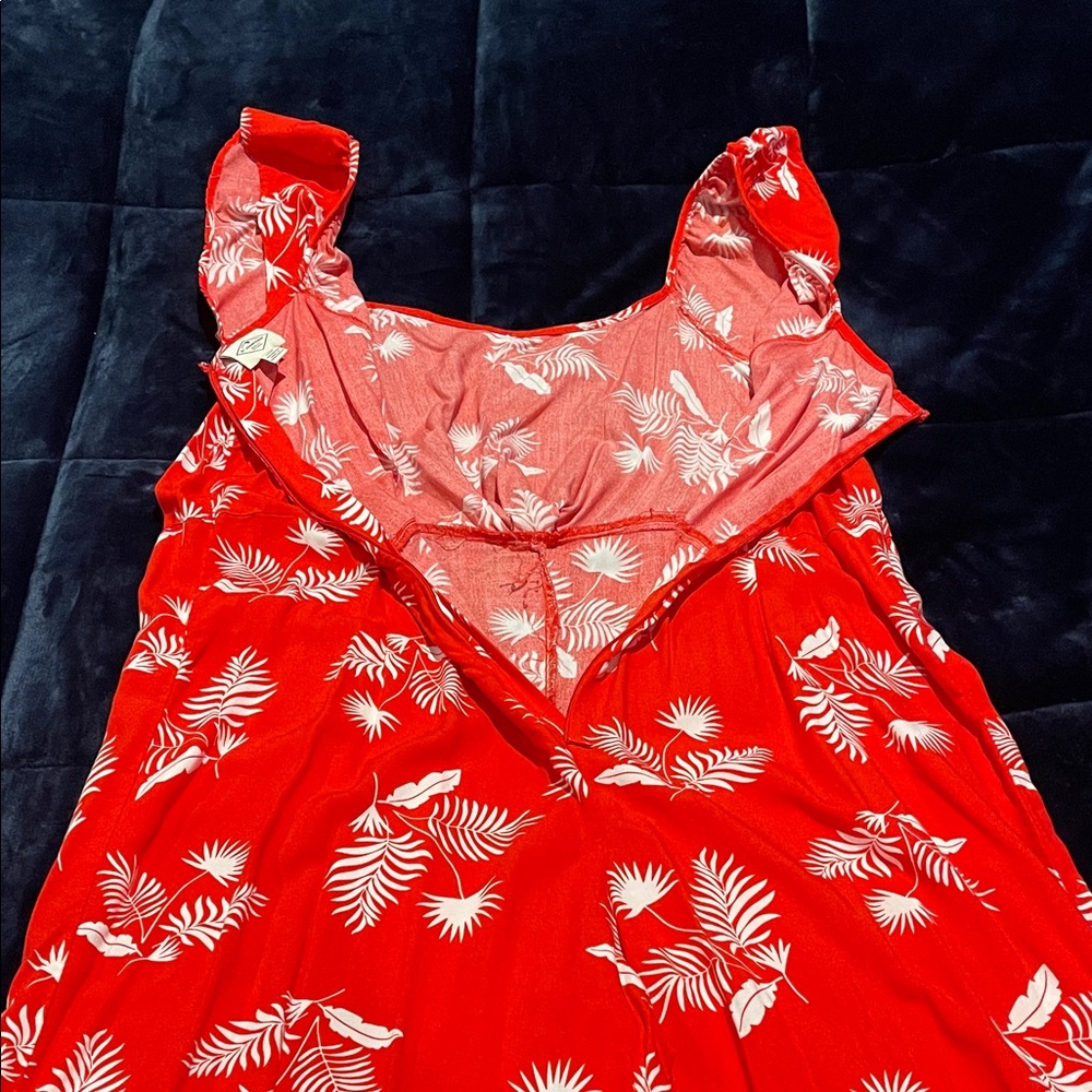 St. John's Bay Red Leaf Print Jumpsuit - Picture 7 of 10